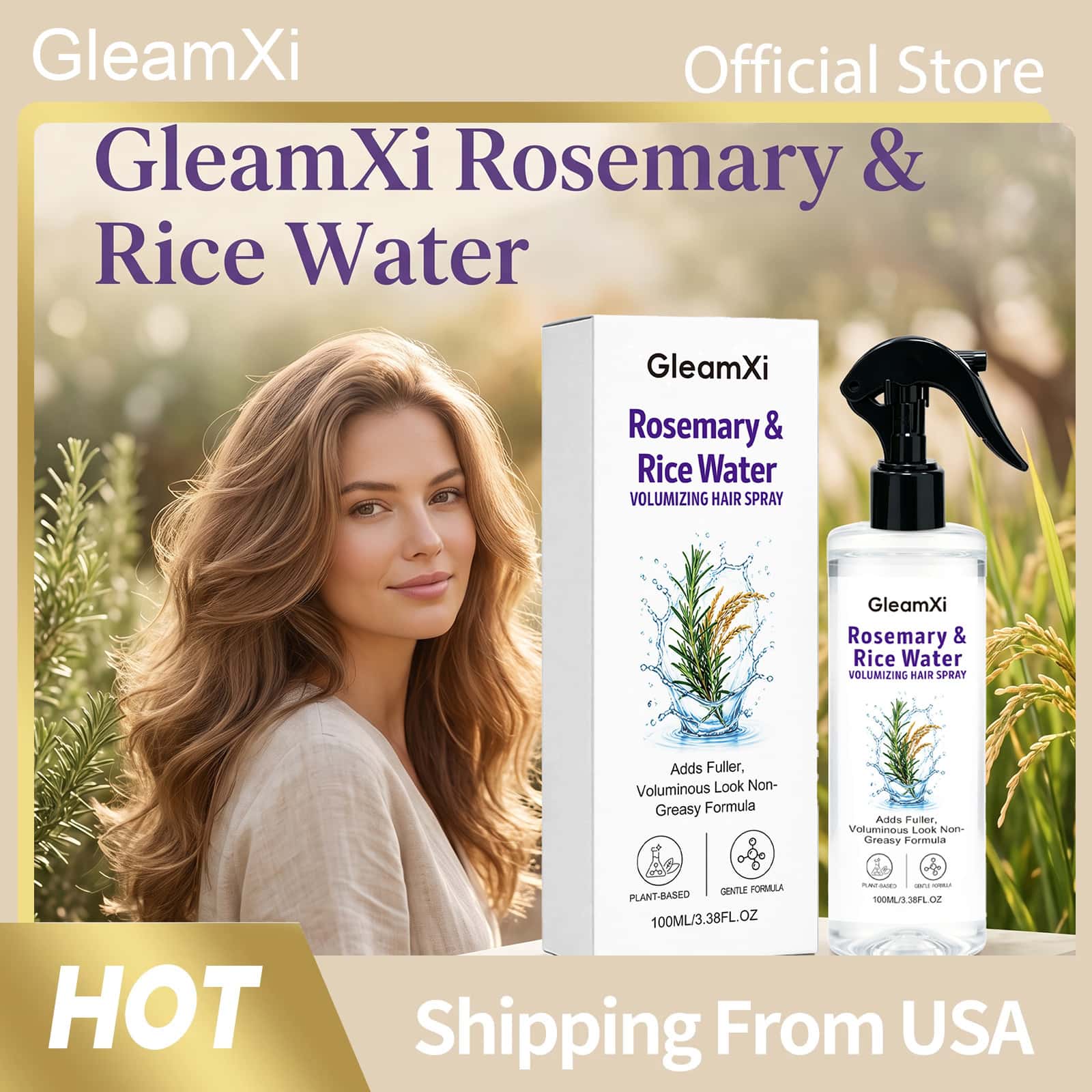 Hair Care With Rice Water - GleamXi Rozemarijn Rijstwater Haarverzorgingsspray Voedend Versterkend