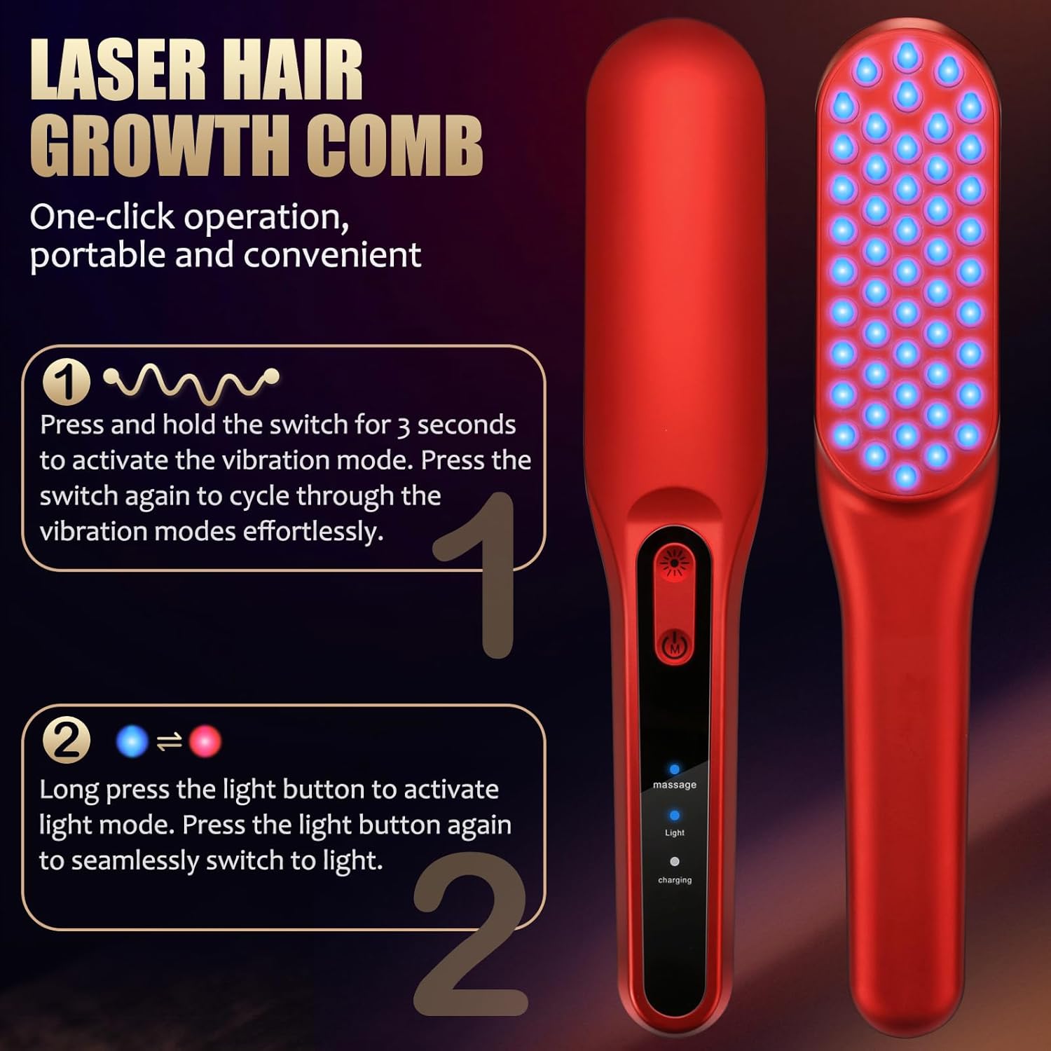 Laser Haar Groei Kam, Rood Lic - Hair Care Basic recensie en prijs